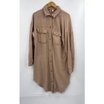 Anthropologie  Pilcro Duster Shacket‎ Tan Ribbed Jacket Oversized Pockets Small Photo 1