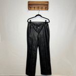 Pretty Little Thing  Black Faux Leather Straight Leg Pants Women's Size US 8 Photo 1