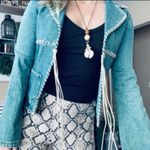 Blanc Noir Vintage Kharma dirt washed suede whipstitch bell sleeve denim jacket Photo 1