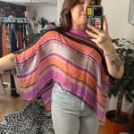 Handmade Vintage Silk Stripe Poncho Top Pink Orange One Size Photo 3