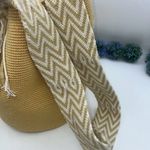 Bag Wayuu Mochila Bucket Boho Colombia Purse Yellow, Beige Gold Photo 6