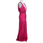 Amanda Wakeley Deep V Long Maxi Dress Pink Gown Women’s Size L Flawed Size L Photo 3