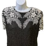 Vintage Beaded Dress Black Silk Party Cocktail Dress Open Back M Size M Photo 2