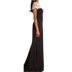 Tadashi Shoji Lace & Crepe A-Line Column Gown Large Black White Formal Photo 3