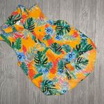 Beach lunch lounge Floral tropical Hawaiian sleeveless tank top shirt tie front Photo 1