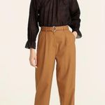 J.Crew Wool D-Ring Belted Flannel High Rise Tapered Elastic Waist Trouser Brown Photo 0