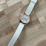 Bulova Ladies Chronograph Style Watch Silver Dial Rose Gold Case Date Dial Photo 5