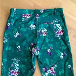 H&M  High Rise, Floral, Side Zip, Dressy Capri Pants, Green, Pink, White, Size 16 Photo 15