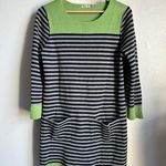 Eliza J  Kelly green black grey stripe sweater dress size Large pockets Photo 0