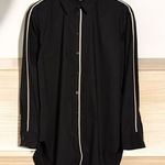 Ellen Tracy  Tape Trim Poplin Oversized Black Blouse Size S Photo 0