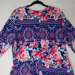 Single floral print‎ three quarter sleeve sheath dress wrap front, size 1X Purple Photo 11