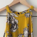 Sommer Floral Yellow Halter Neck Bodysuit Button Keyhole Back Sleeveless Ribbed Photo 8