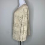 Eddie Bauer Neutral Open Weave Cardigan Sweater 1X Linen Blend Photo 2