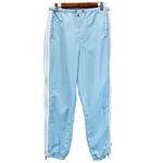 ASOS Womens 6 Track Pants Jogger Light Baby Blue White Stripe Ankle Zip Active Photo 3