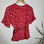 Lea & Viola Lea &‎ Viola Polka-Dot Wrap Blouse - Polka Dot - Red Multi Photo 4