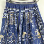 Vintage Womens XXS Egyptian Hieroglyphic Blue Midi Skirt Historical Museum Artsy Photo 2