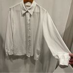 Jaclyn Smith Vintage 90’s Creamy dreamy semi sheer pleated embroidered collar blouse Photo 0