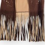 American Vintage Vintage 1970's Women’s Brown Cropped Western Fringe Vest with Cut-Out Design Photo 4