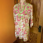 Gretchen Scott bright pink n green embroidered tunic Size M Photo 8