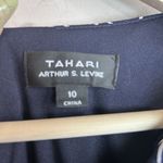 Tahari  Jumpsuit Women’s 10 Navy Geometric Polka Dot Sleeveless Belted Wide Leg Photo 7