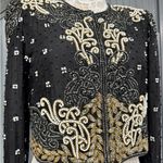 Vintage Night Vogue Black Beaded Embellished Cropped Silk Jacket Size Medium Photo 9