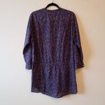 Xirena Navy Ditsy Floral Print Half Button Long Sleeve Tunic Shirt Dress XS Photo 1
