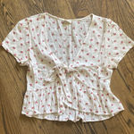 Brandy Melville  Tie Front Floral Tee Photo 0