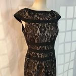 Adrianna Papell  black lace nude lined cap sleeve sheath dress 8 Photo 1