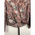 Sigal A. Multicolor Snake Print Sheer Crossover Long‎ Sleeve 100% Silk Blouse XS Gray Photo 4