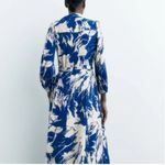 ZARA  Blue and White Patterned Long Sleeve Dress Photo 1