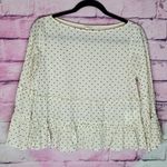Club Monaco  PEIBI CREAM WIDE NECK RUFFLE DOT PRINT BLOUSE XS Photo 0
