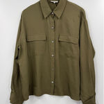 Vince Olive Green Long Sleeve Button Up Shirt Top XL Photo 0