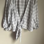 Sundance Dora Windowpane Check Gauze Wrap Top Billowy Balloon Sleeves Merium Photo 5