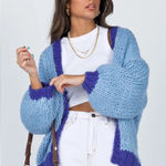 Princess Polly  chunky Light Blue and Dark Blue Cardigan size xs/s Photo 0
