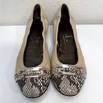 AGL Snakeskin Toe Beige Flats Gold Buckle Size 37 EU US 6.5 GUC Photo 1