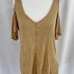 LA Made New  Cold Shoulder V-Neck Alexa T-Shirt Ribbed Knit Bronze Photo 1