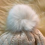 Pink By Victoria Secret Fleece Lined Winter Pom Pom Hat Tan Photo 3