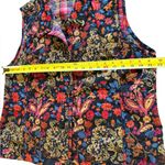 Reversible Floral Plaid Vintage Sleeveless Vest Button Up Womens Large XL Blue Photo 5