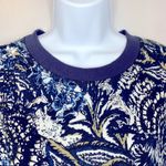 Joie  Caleigh Abstract Blue Floral Cropped Sweatshirt Size M Photo 3