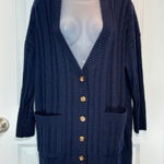 Torrid  Navy Blue Ribbed Button Front Long Cardigan Sweater Womens 00 Comfy Work Photo 0