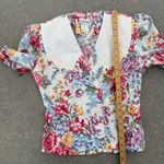 Vintage 80s That’s Me Romantic Floral Tapestry Lace Floral Womens Blazer Top 3/4 Pink Photo 6