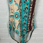 Vintage Turquoise Brown Western Floral One Piece Swimsuit Size 10 Blue Photo 4