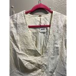 Free People  White Embroidered Blouse Woman’s Size Large Small Stain Photo 5