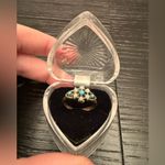 Vintage AVON Turquoise Bead and Seed Pearl Ring Silver Teal Blue Costume Jewelry Photo 1