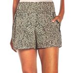 Three Dots Black & Beige Patterned High Waisted Pull On Shorts Photo 0
