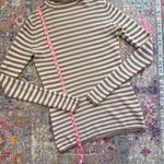 Vince Beige Tan White Striped Cashmere Long Sleeve Turtleneck Sweater Size Large Photo 4