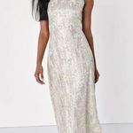 Lulu's Shimmering Silver Maxi Dress White Size XS Photo 0