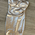 Honey and Rosie  gold one shoulder mini dress Photo 0