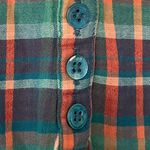 Soft Surroundings  plaid henley top rainbow multicolor 100% cotton medium petite Photo 12