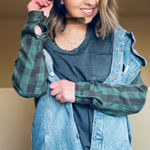 Bridge by GLY  distressed S checked sleeve normcore jean jacket Photo 0